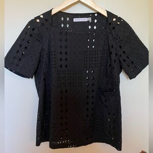 See by Chloe Square Neck Eyelet Top Black Sz small